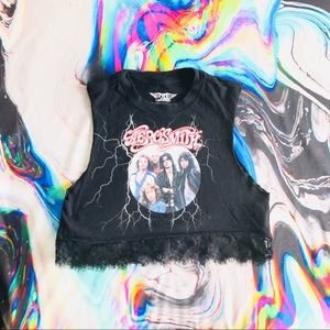 Reworked Vintage Style Aerosmith Crop Top Small